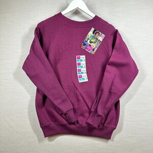 VINTAGE Hanes Sweater Womans Small Purple Fleece Her Way Cozy Plain Deadstock